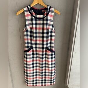 Boden US 4 Long Pink Plaid Tattersall Sleeveless Wool Dress
